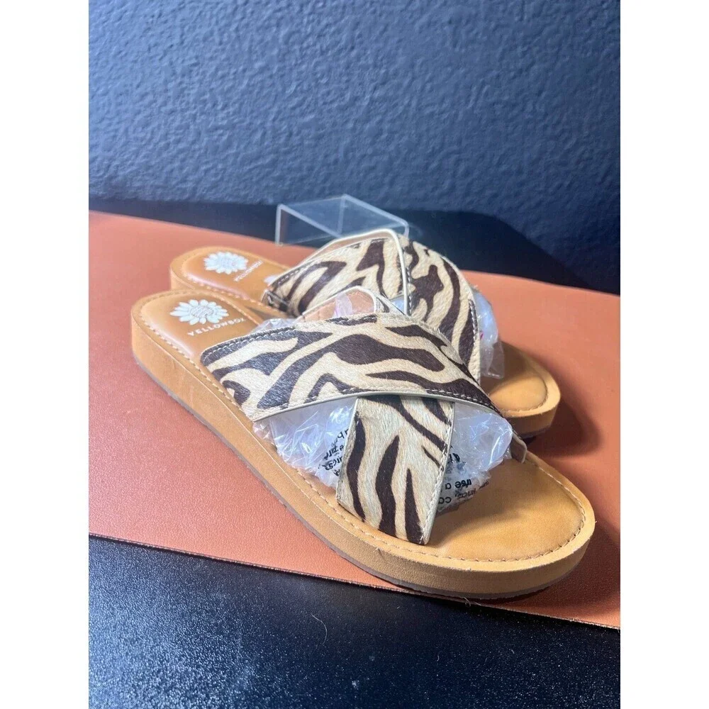 Yellowbox Zebra Ansila Leather Sandal Women's Size 9 1/2 - Picture 4 of 6